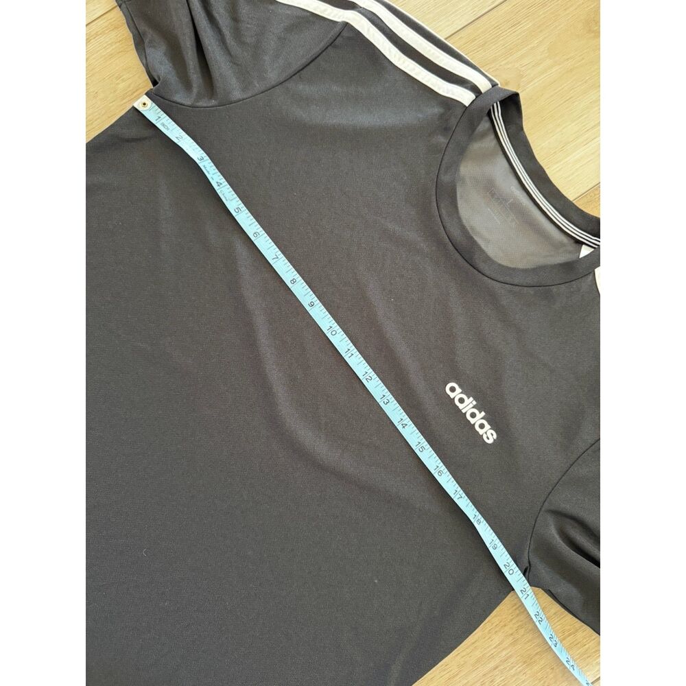 Adidas Climalite Black T-Shirt Mens Large 3 Stripe Athletic Gym Shirt Logo Sport - Picture 9 of 10